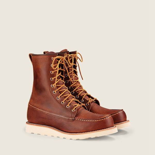 Red Wing Mens Heritage Boots - Classic Moc - 8-inchr Rough & Tough Leather - Brown - NYR960451